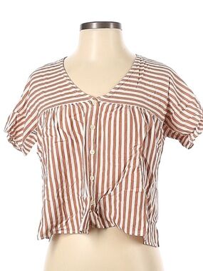 Pink & White Striped Madewell Blouse